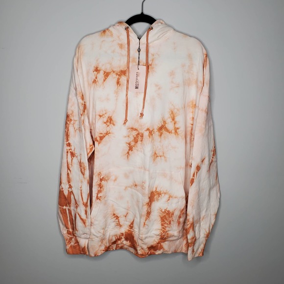 MISSGUIDED Brown White Tie Dye Oversized Hoodie Dress Sz 8 - Picture 2 of 7